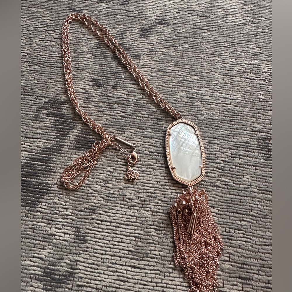 Kendra Scott rose gold and Pearl tassel necklace